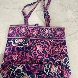 Vera Bradley Pink and Navy Quilted Tote